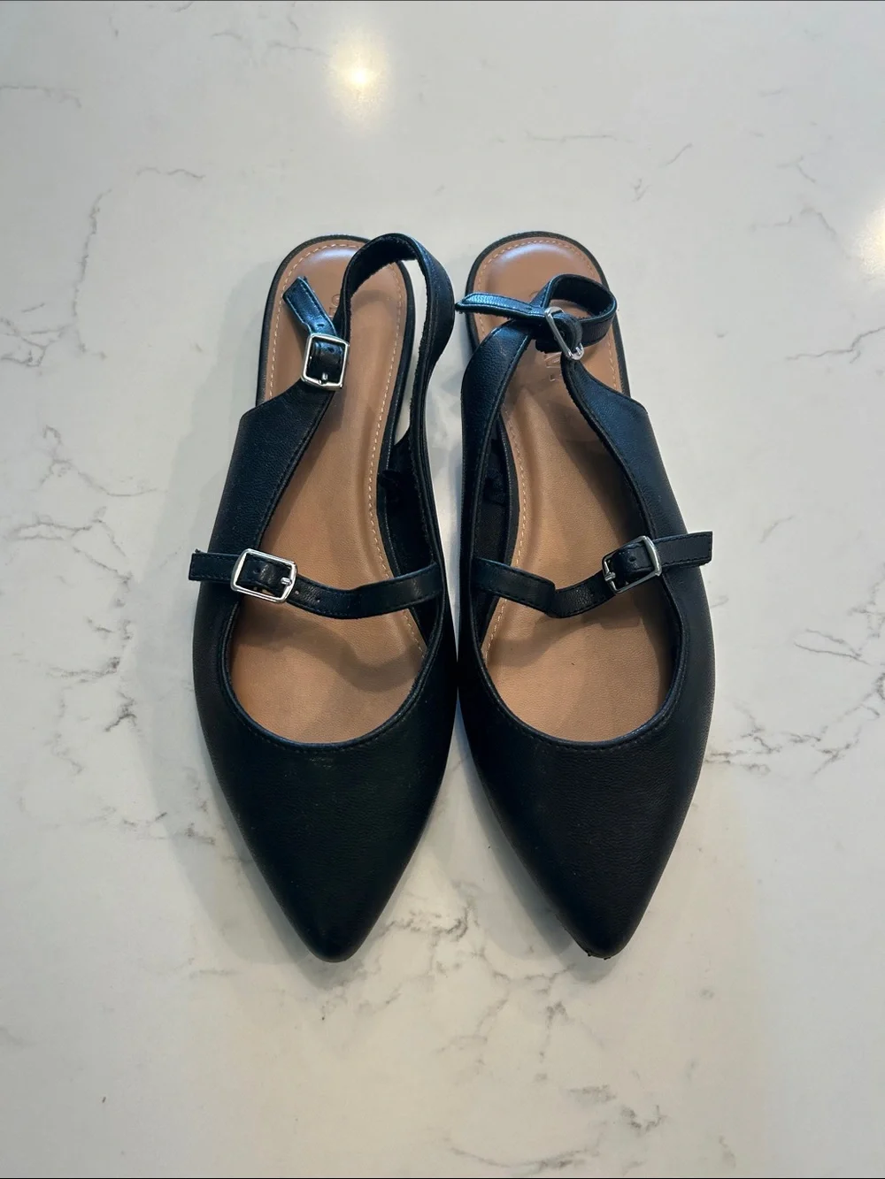 Old Navy Black Pointed Mary Jane Slingback Flats